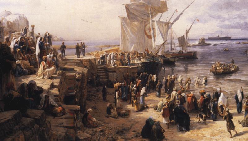Gustav Bauernfeind Jaffa, Recruiting of Turkish Soldiers in Palestine Spain oil painting art